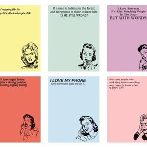 6 Pack Funny Vintage Look Notepads